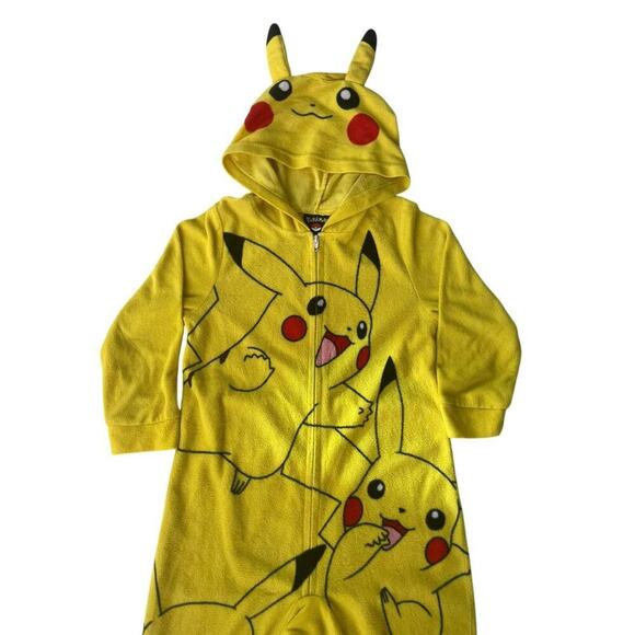 POKÉMON PIKACHU SLEEPWEAR HOODED ROMPER ZIP UP SIZE XS KIDS OFFICIAL KAWAII - Picture 8 of 11
